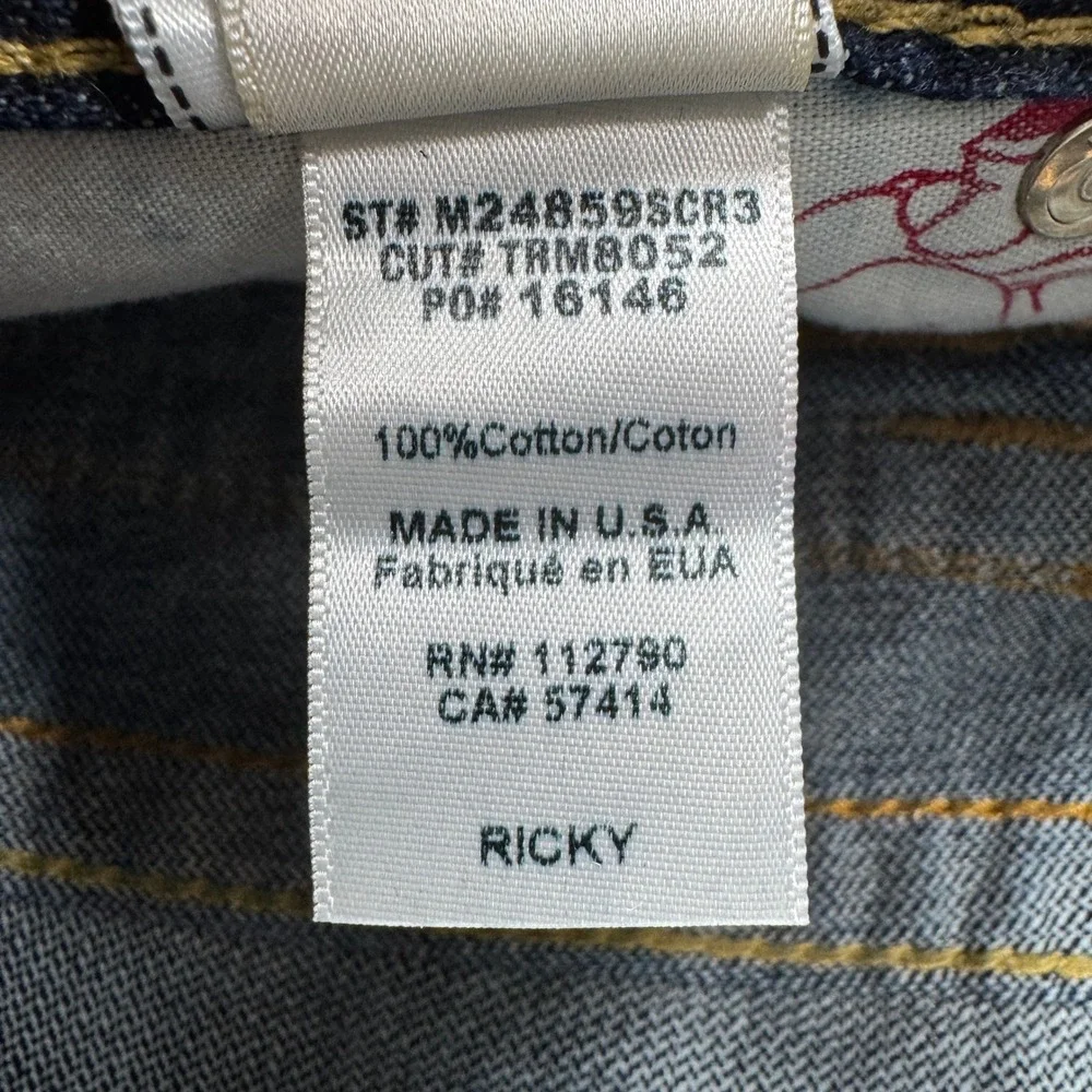 True Religion Men's 34 Ricky Cut Off Denim Shorts Horseshoe Flap Pocket Made USA